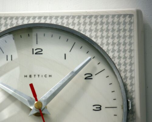 Vintage 18cm Hettich Wanduhr - Keramik Retro Atomic Mid Century Grau Deutsch - Bild 3 von 4