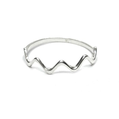 Handgefertigter Sterling Silber Vorsteckring Welle echt massiv gestempelt 925