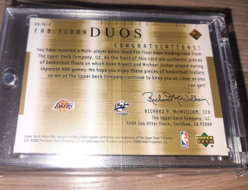 2001-02 Upper Deck Honor Roll Fab Floor Duos Michael Jordan Kobe Bryant - Picture 2 of 2