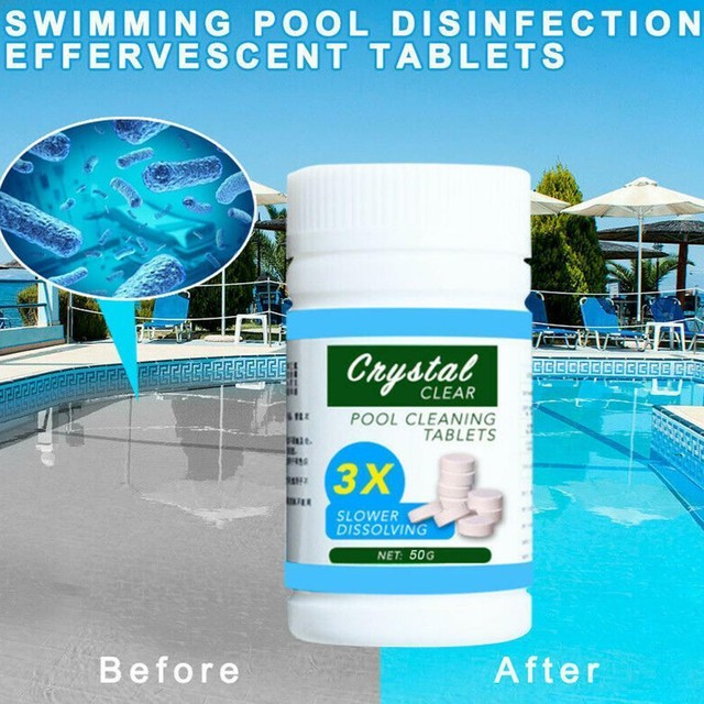 50Pcs White Cleaning Chlorine Tablets For Hot Tub Swimming Pools BEST
