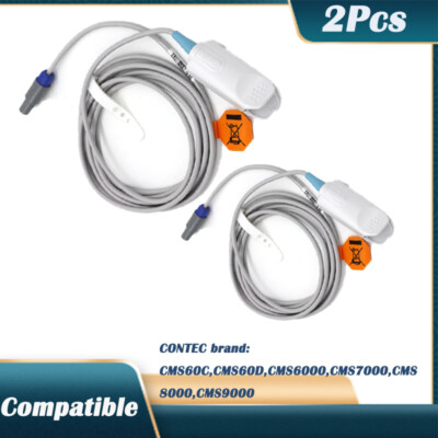2Pcs Fit for CONTEC CMS6000/CMS7000 3m Adult SpO2 Probe For Pulse Oximeters 5Pin