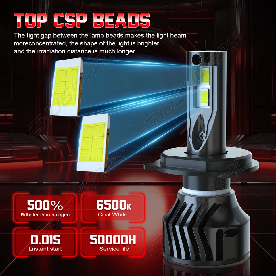 For Peterbilt 357 378 379 385 Trucks Pair 5x7" 7x6" LED Headlights Hi/Lo White - Image 4 of 4