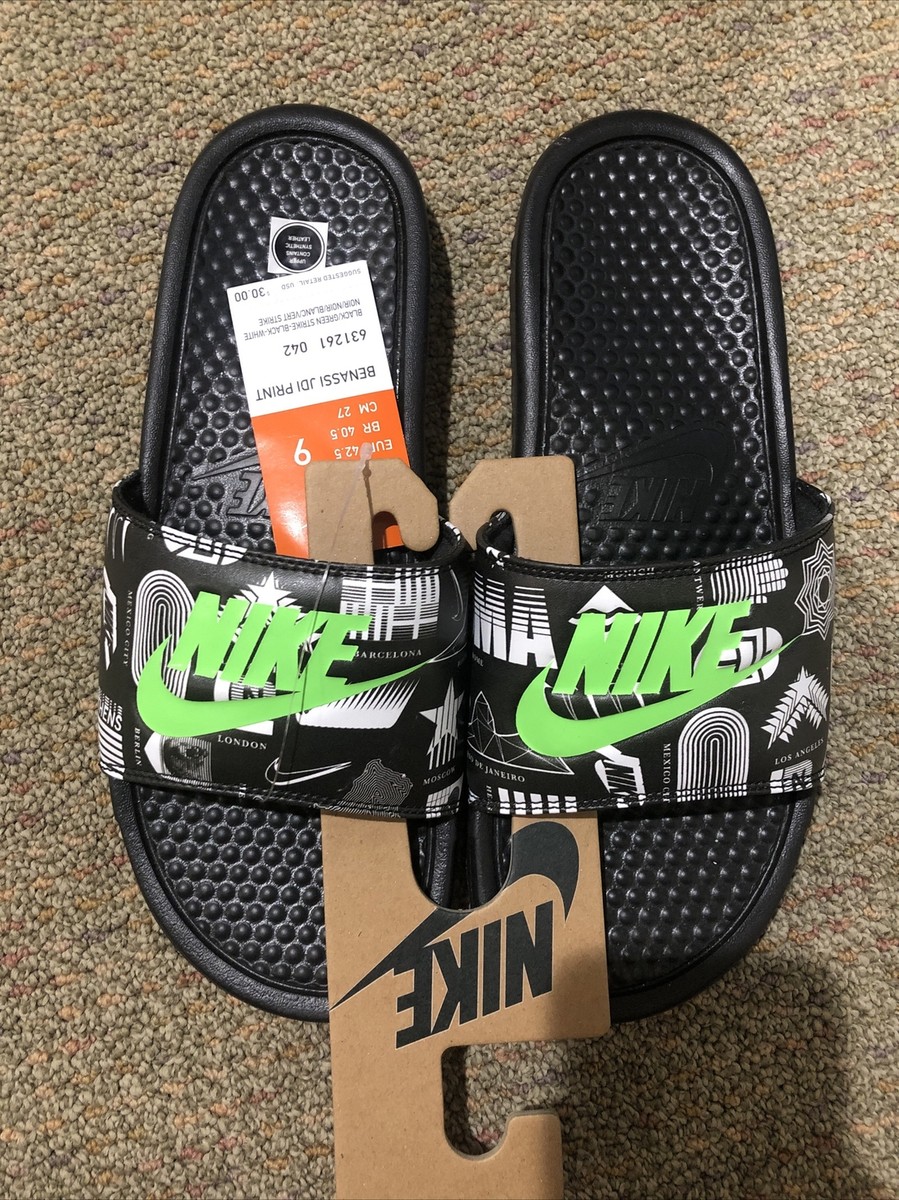 NIKE BENASSI JDI サンダル 9 Nike Benassi JDI Print Run To Tokyo Black Green Strike Men