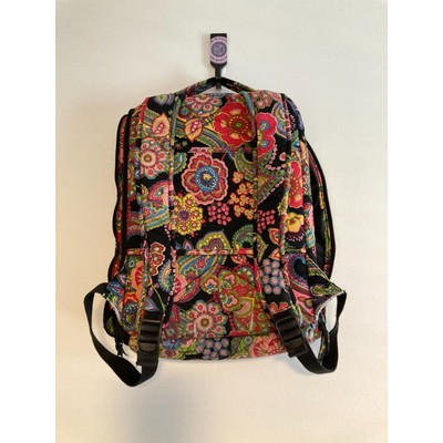Vera Bradley Black & Multicolor Paisley Laptop Backpack  display picture 3