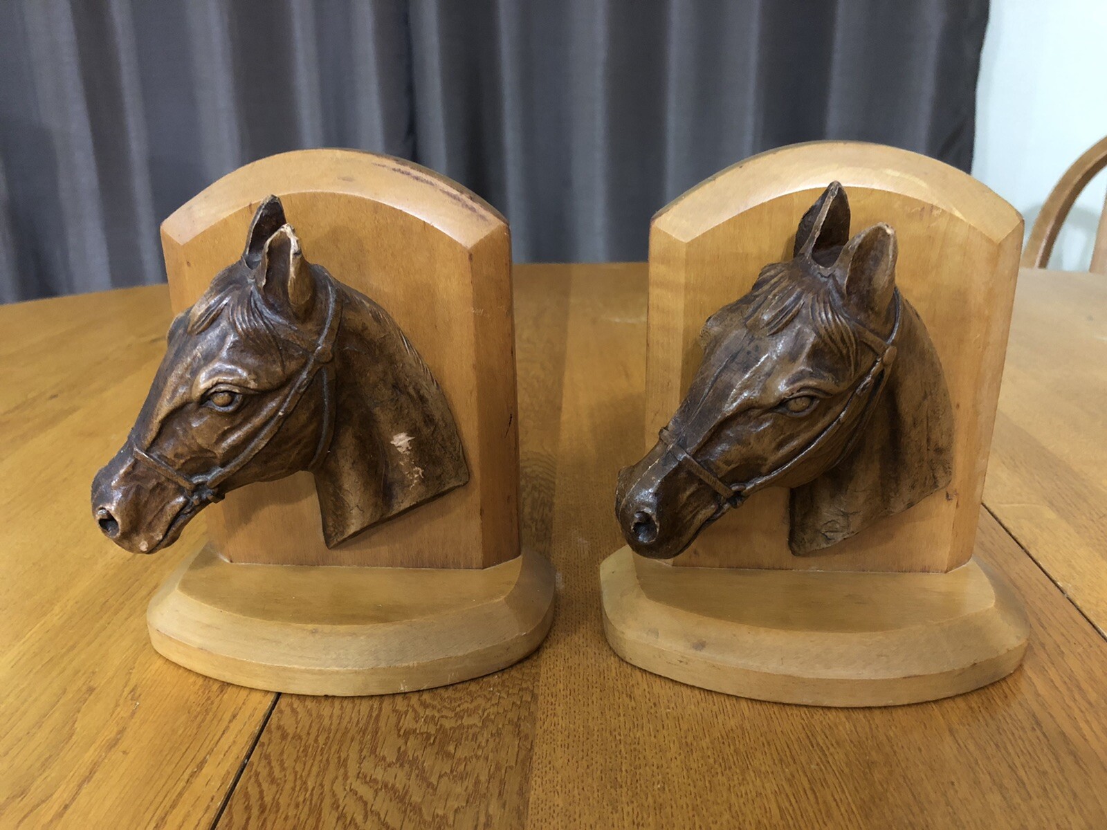 Vintage Syroco Wood Set Of Horse Bookends Syracuse NY Stunning eBay