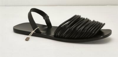 RICK OWENS Womens Black Leather MULTI-STRAPS Flat Open Toe Sandals 8-38 NEW