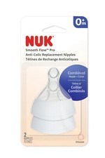 NUK Smooth Flo Pro Anti-Colic Baby Bottle Replacement Nipples 2-Pack New