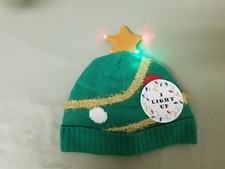 new holiday light up knit winter beanie cap. size large