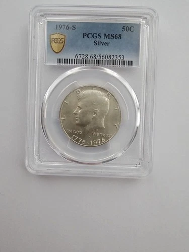 SILVER 1976 S MS68 KENNEDY HALF DOLLAR GRADED PCGS 5OC S MINT 40% AG COIN