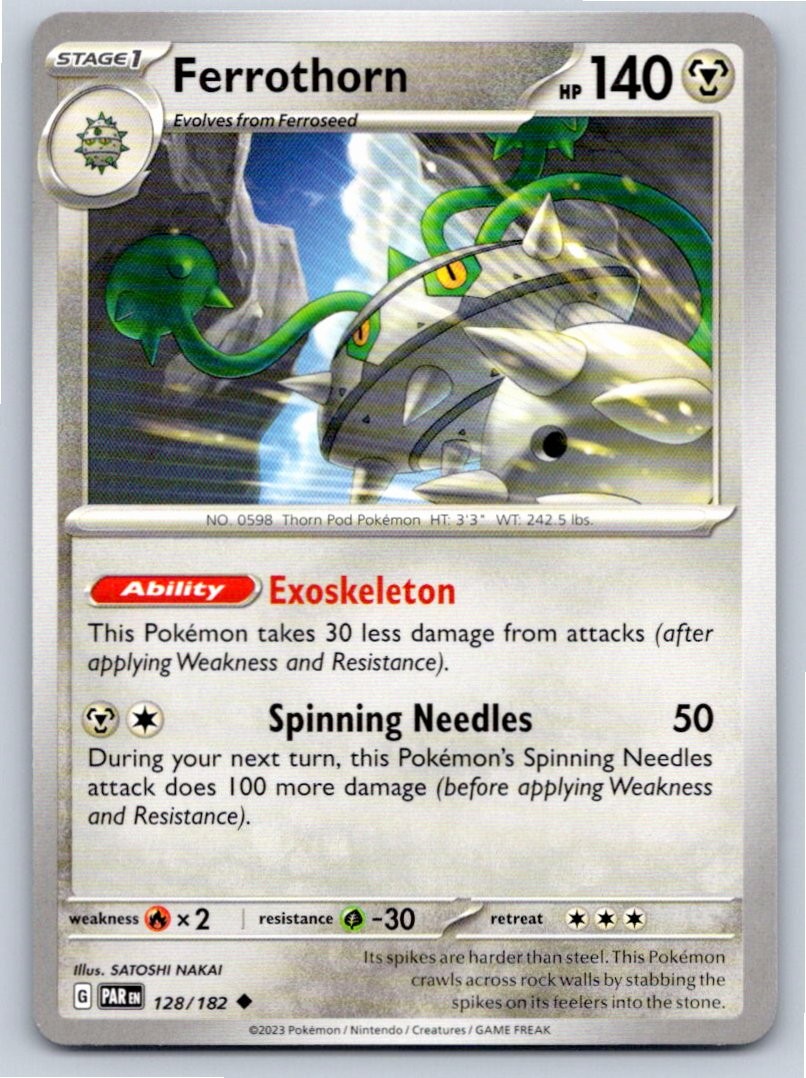 2023 POKEMON FERROTHORN PARADOX RIFT 128/182 UNCOMMON NM A42271 FREE S&H
