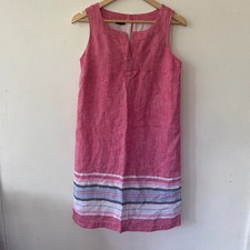Talbots Linen Sheath Dress Womens 2 Red White Blue Rear Zip Coastal Americana