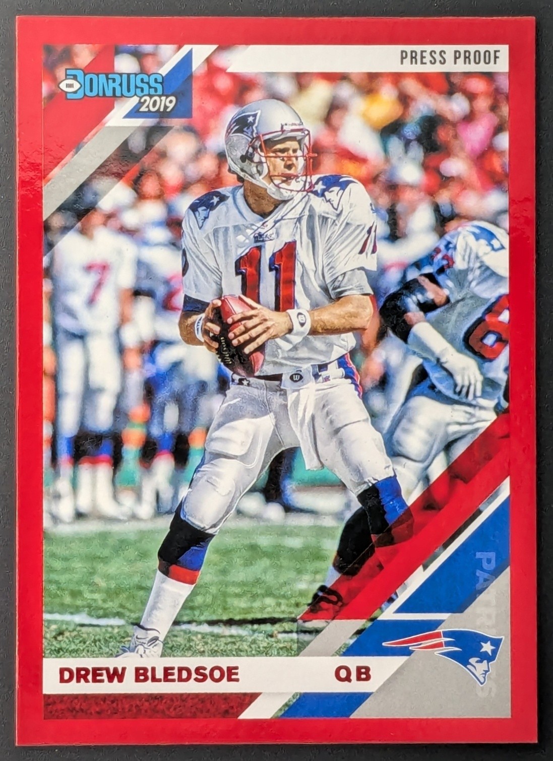 2019 Panini Donruss Drew Bledsoe #169 Press Proof Red Parallel Patriots