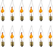 Sunlite Petite Chandelier Flicker Flame Light Bulb Candelabra Base, Orange, for