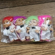 Lot Of 4 Vintage Dam Norfin Troll Ushers Wedding White Suit New In Bag W Tags