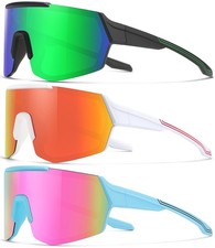 3Pack Youth Baseball Sunglasses for Boys Girls Kids Sports Softball Cycling S...