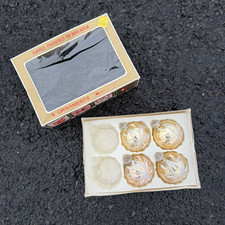 Vintage 4 Kmart Gold Ball Glittered Ornaments Hand Painted Bavaria Original Box
