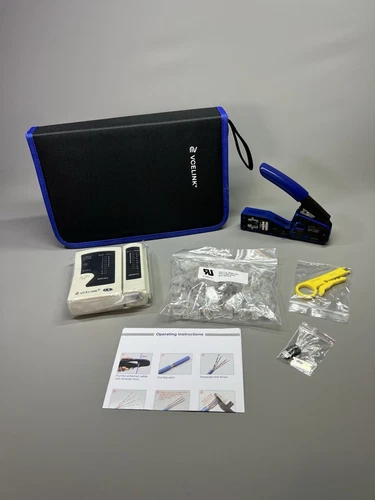 RJ45 Crimping Tool Kit Network Cable Tester 30PCS Cat6 RJ45 Pass Through Connect