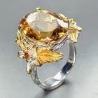 Handmade 13 ct+ Natural Citrine Quartz Ring 925 Sterling Silver Size 6 /R461597