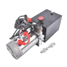 12V Hydraulic Power Unit Pump, 4 Quart Double Acting Electric Trailer Pump