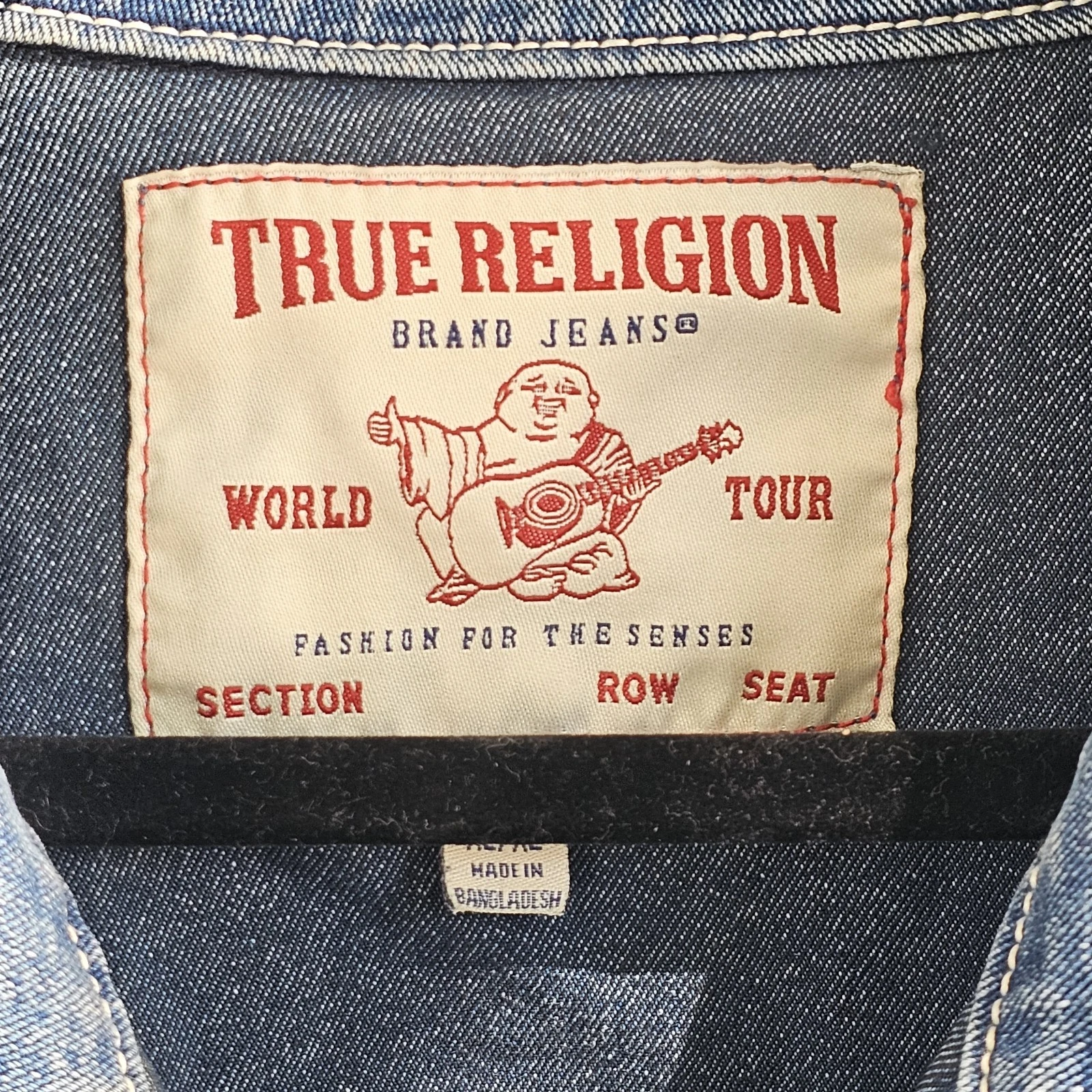 ​True Religion Jimmy Denim Jacket Mens XL Blue Horseshoe Flap Pockets Trucker  image 2
