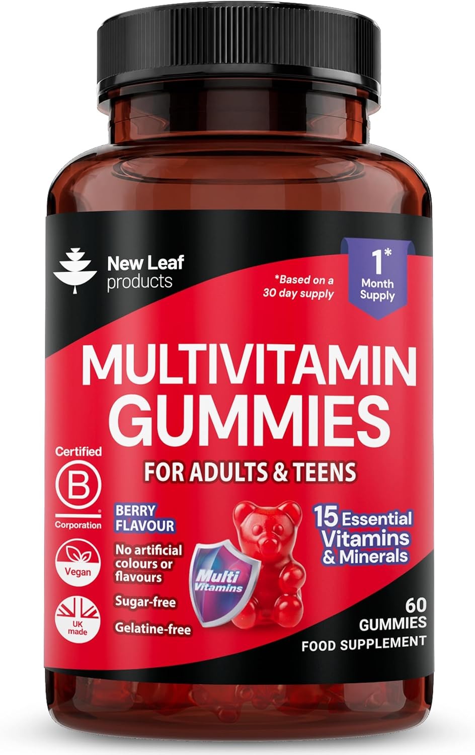 New Leaf Multivitamin For Adults/Teens Chewable Vegan 60 gummies 3 Pack - Image 3