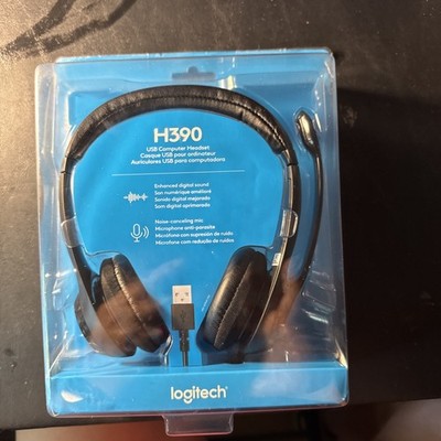 Logitech H390 Wired USB Headset Noise-Cancelling Boom Mic Volume Control Black