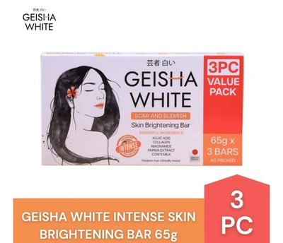 Geisha White INTENSE - Scar & Blemish Kojic Bar Soap - 3 X 65g (1 Box)