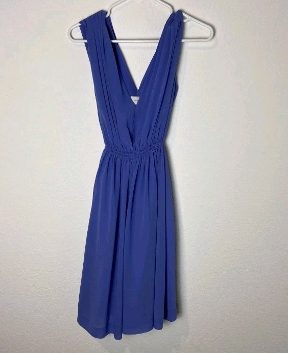 Anthropologie HD in Paris Dress S Sleeveless V Neck Midi Pleated Waist ...