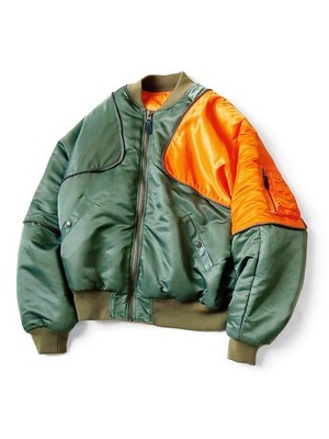 KAPITAL MA-1 Nylon Siamese Bomber Jacket Khaki Black EK-1680LJ
