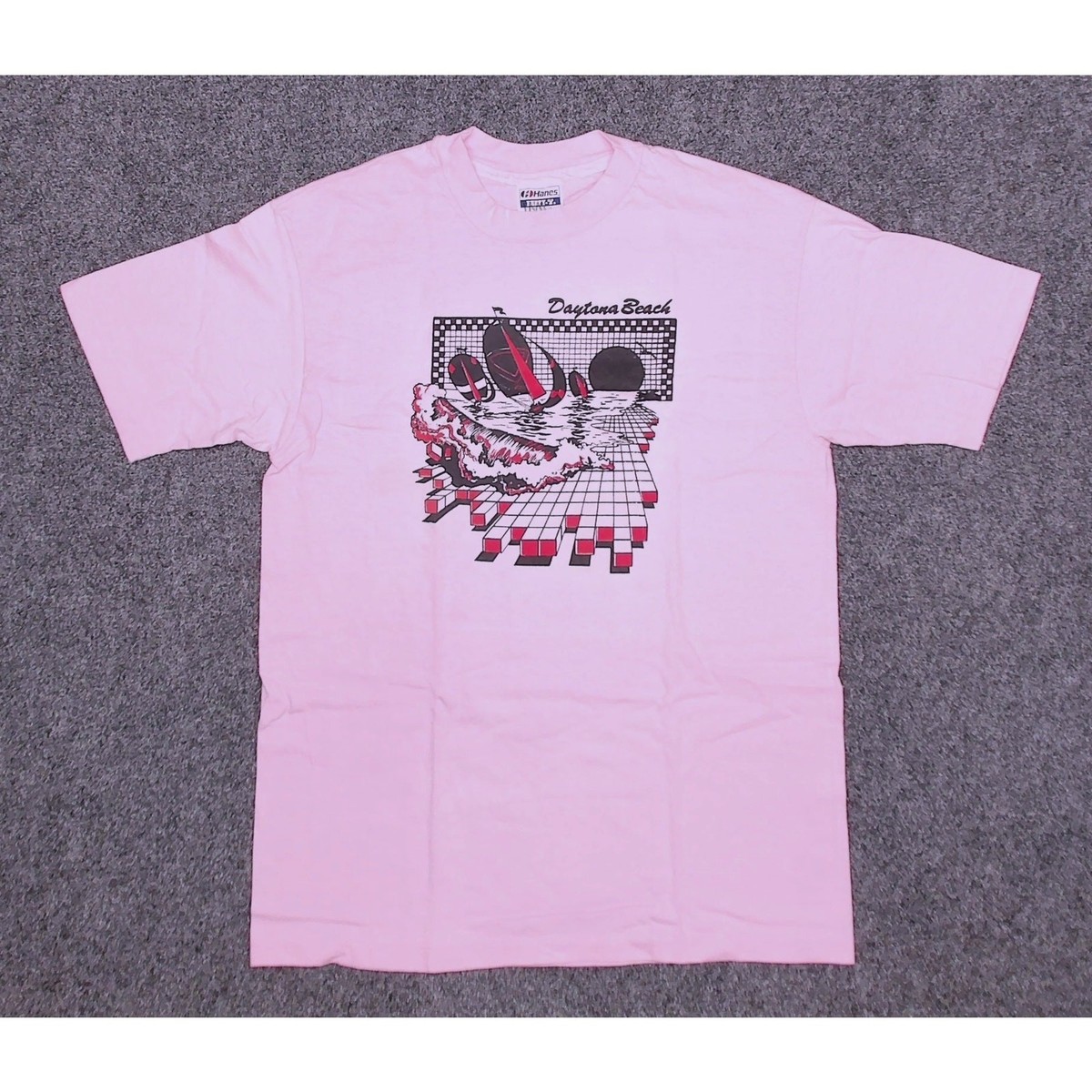 80s Hanes Beefy T Daytona Beach Windsurf Shirt Pink Single Stitch