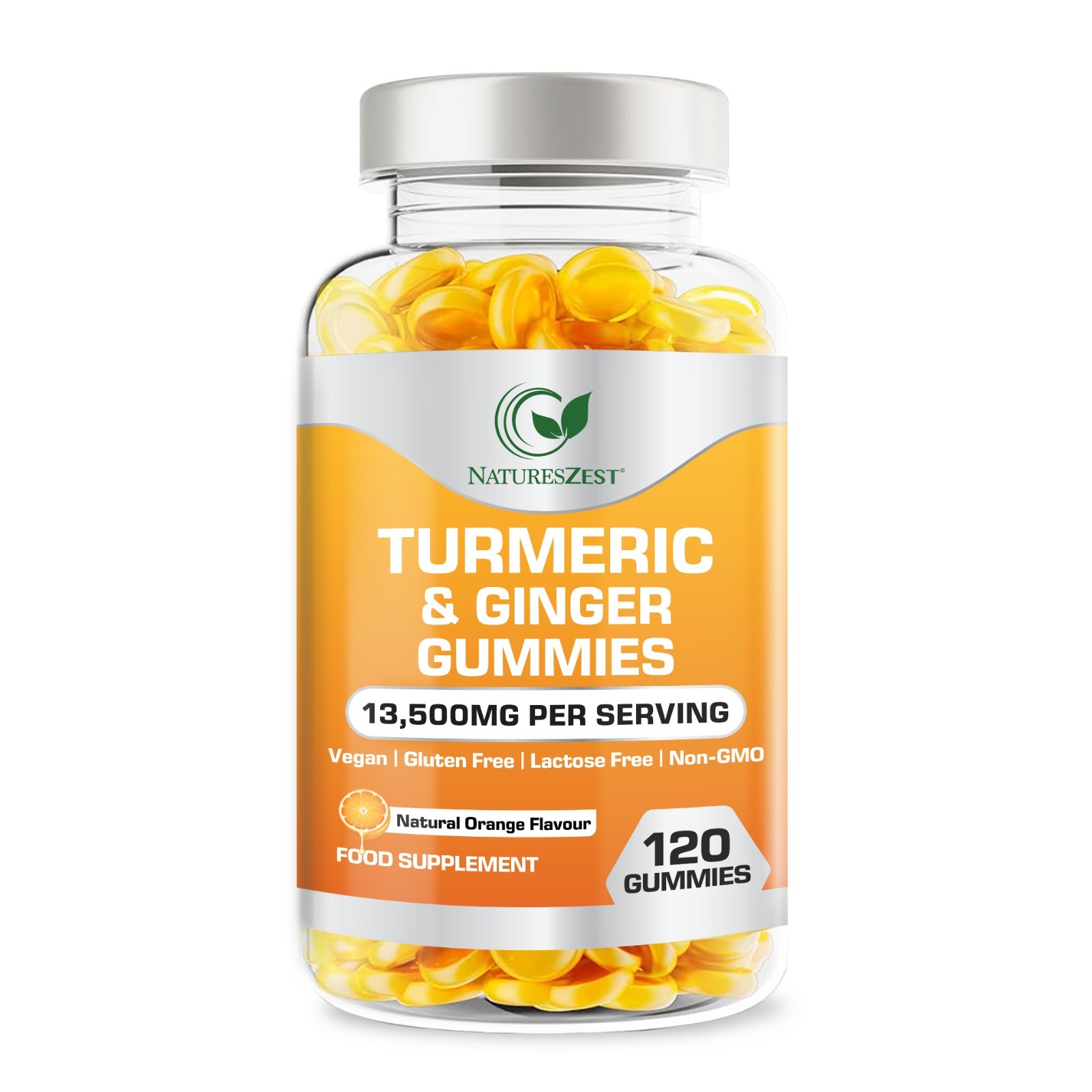 Turmeric & Ginger Gummies – Natural Orange Flavour, 120 Vegan Gummy Supplement