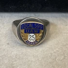 Vintage Sterling Silver Local 599 UAW 25 Years Ring 10.93gram Size 10.50