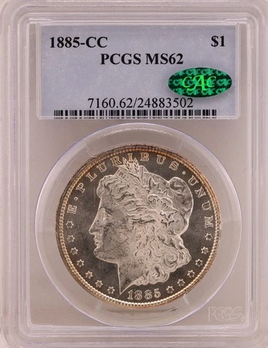 1885 CC Morgan Silver Dollar $1 PCGS MS62 CAC  (Frosty!)