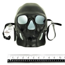 Black Skull Mask Full Face Halloween Plastic Adult Size New With Tags READ