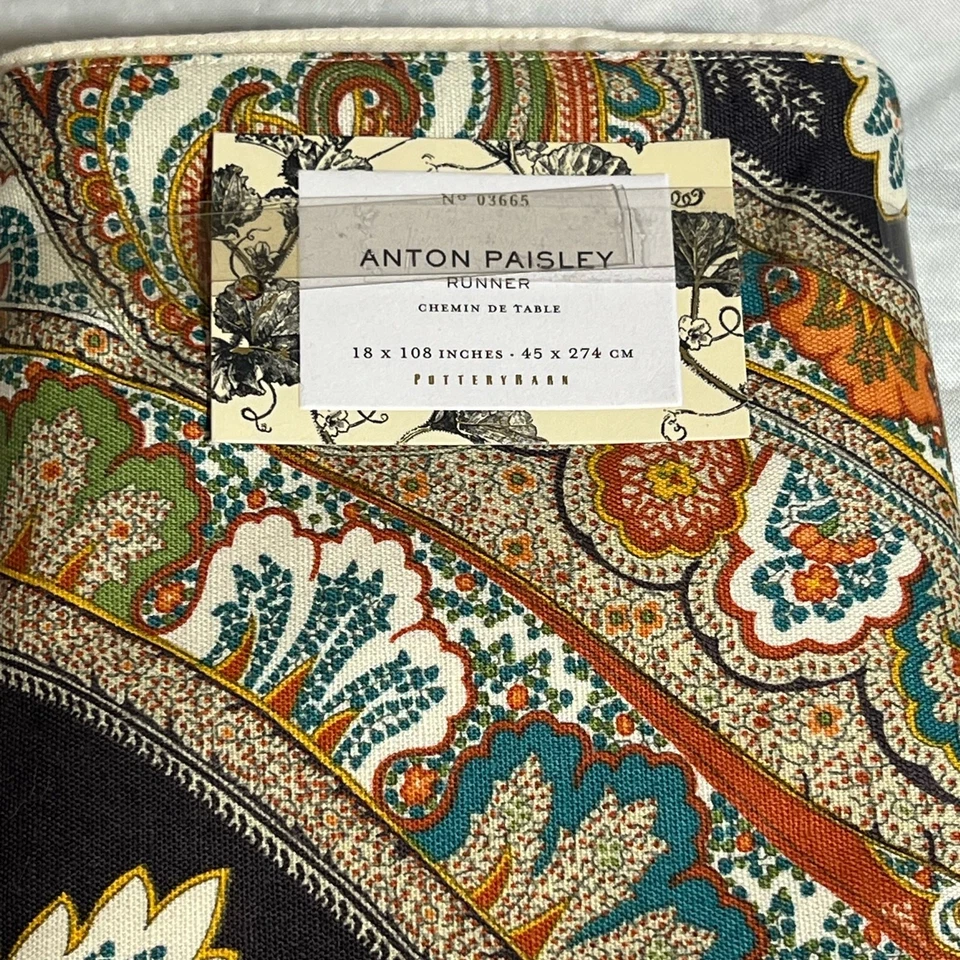 $249 NWT Pottery Barn Anton Paisley Table Runner/Napkins Sold Out - Image 3 of 4