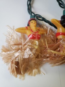Vintage Hula Girl String Lights Luau Tiki Bar Party Decor - Lot of 2