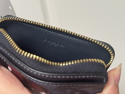 NWT Coach CZ468 Zip Card Case Signature With Cherry Mini Wallet