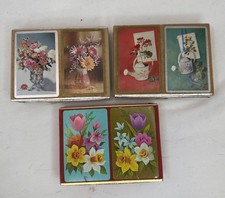 Vtg Congress Playing Cards Floral Double Deck Cel-U-Tone Finish w/Case 6 Decks