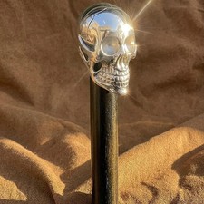 Personalised Gothic Skull Walking Cane Brass Handle Wooden Walking Stick