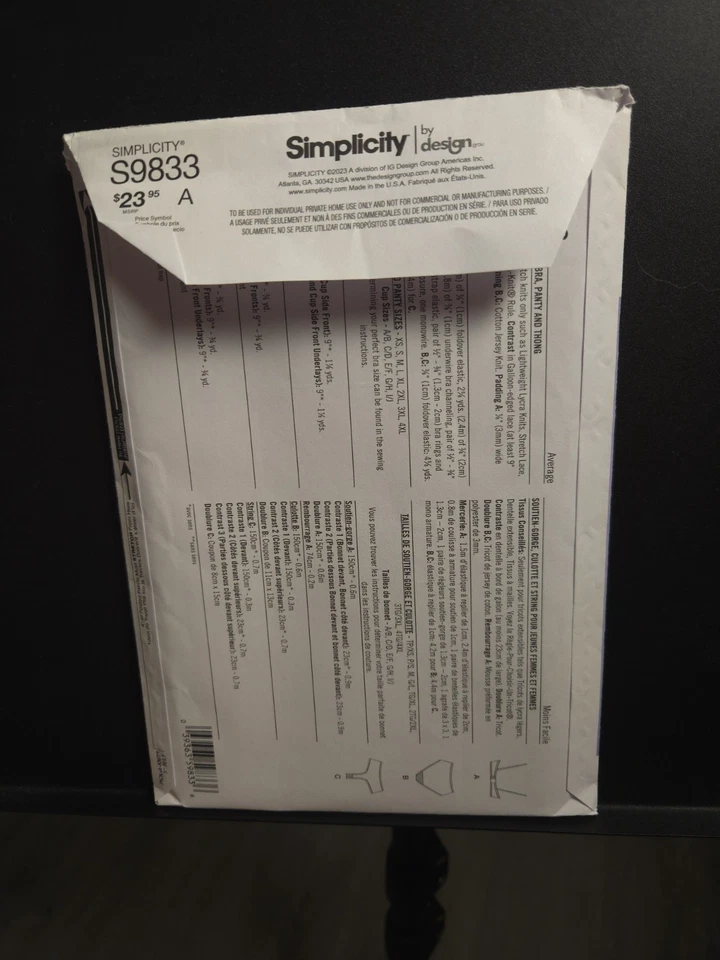 Simplicity Sewing Pattern S9833 Misses' Bra, Panty, Thong by Madalynne Intimates - Image 2 of 3