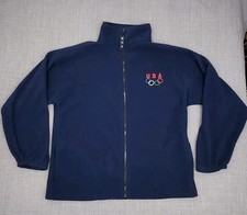 Vintage USA Olympic Zip Up Fleece Jacket. Made in USA. Large