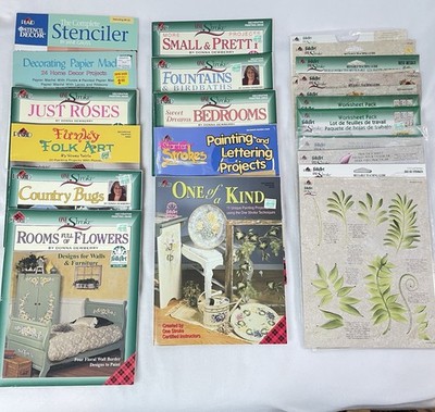 One Stroke Tole Painting Books LOT of 11 Donna Dewberry Included 12 Stencil Kits