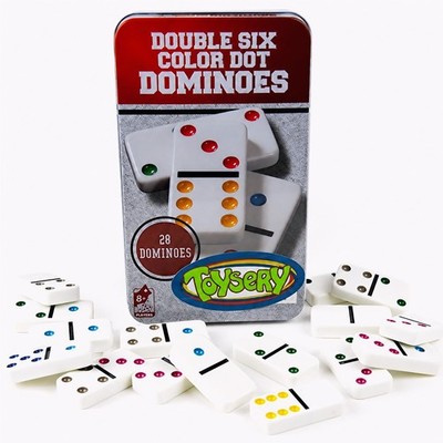 Double 6 Dominoes Set with Colored Dots. 28 Piece Set White Dominos for Kids ...