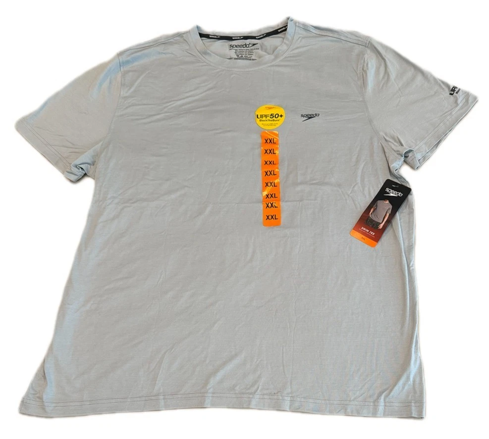Speedo Men’s UPF 50+ Sun Protection T-Shirt Gray XXL NWT Short Sleeve