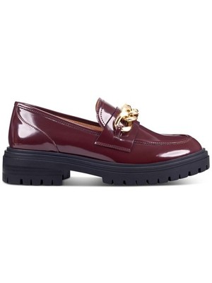 INC Womens Burgundy Chain Moc 1'' Platform Brea Slip On Loafers Shoes 5.5 M