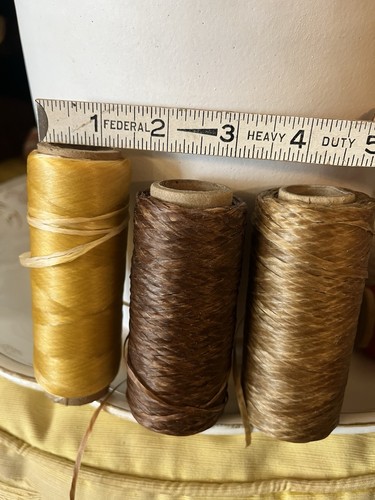 Estate find Vintage 3 Waxed Sail Twine / Whipping & Sewing Thread Spools remnant