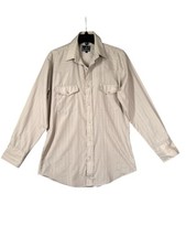 Vintage Roper Means Western Cowboy Tan Beige Pearl Snap Long Sleeve Shirt M