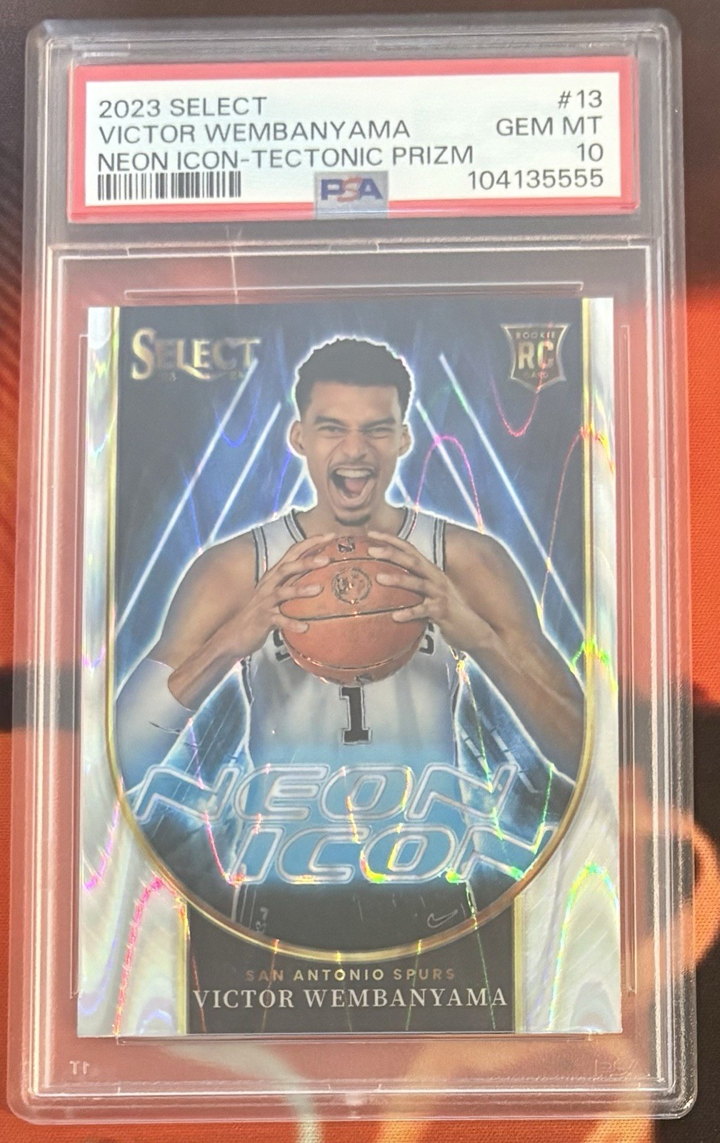 2023 Select Neon Icons Victor Wembanyama #13 Tectonic Prizm Rookie (RC) PSA 10