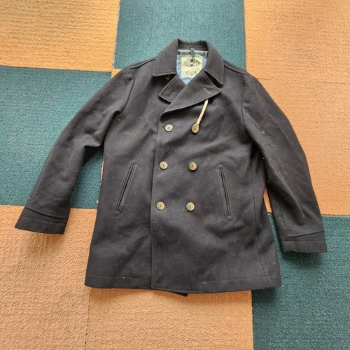 CAMPLIN Men's PEACOAT ISLAND T Wool Jacket Solid sz 52 Navy Blue Y7f - product listing photo