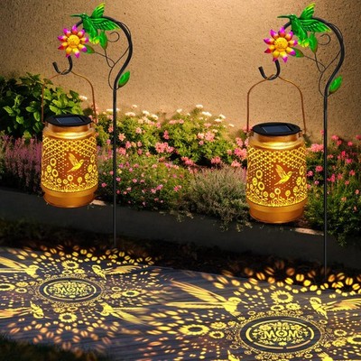Solar Lanterns Outdoor Waterproof Shepherd Hook Hummingbird 2 Pack Packs Hanging